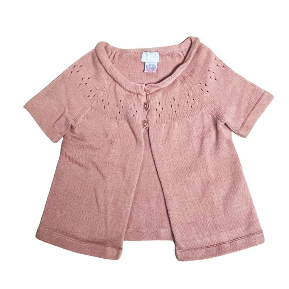 Cyrillus Girls Rose Blush Fine Knit Pointelle Cardigan (3)